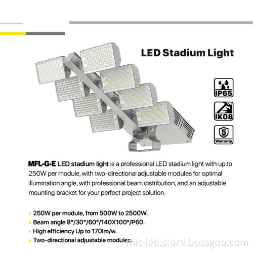 High Luminous Efficiency IP66 High Power Flood Light - 500W to 3000W LED High Mast Light